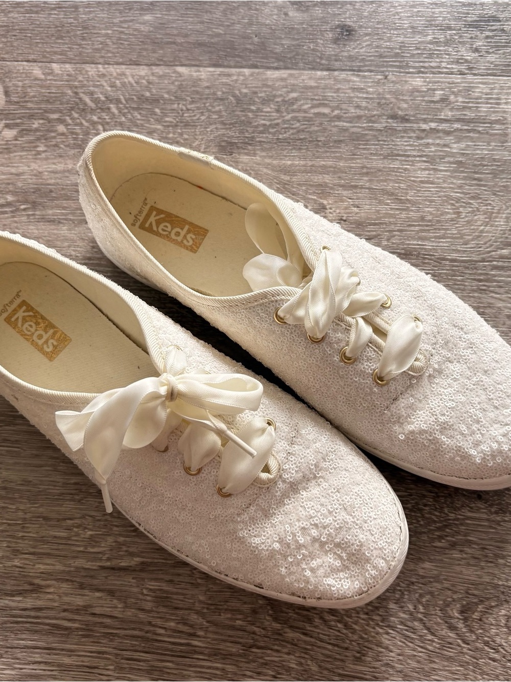 Keds Women's Sequin Lace-Up Sneakers in Ivory